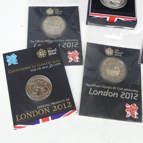 471 - The Royal Mint 2012 Olympics, Paralympics and 2011 Countdown to the Olympics silver proof £5 Coins, ... 