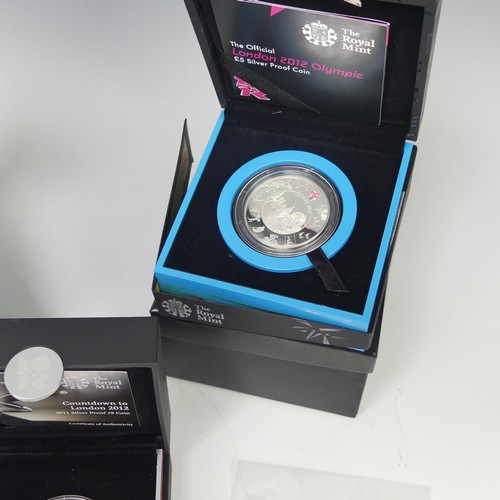 471 - The Royal Mint 2012 Olympics, Paralympics and 2011 Countdown to the Olympics silver proof £5 Coins, ... 