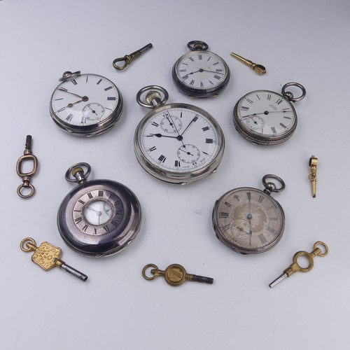 169 - A Victorian silver Pocket Watch, the white enamel dial with Roman numerals and subsidiary seconds, l... 