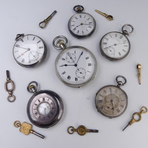 169 - A Victorian silver Pocket Watch, the white enamel dial with Roman numerals and subsidiary seconds, l... 