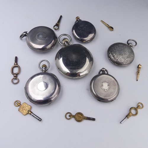 169 - A Victorian silver Pocket Watch, the white enamel dial with Roman numerals and subsidiary seconds, l... 