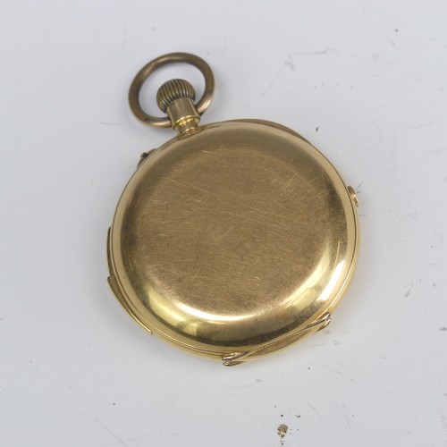 170 - An 18ct gold hunter cased Chronograph quarter repeating Pocket Watch, the white enamel dial with Rom... 
