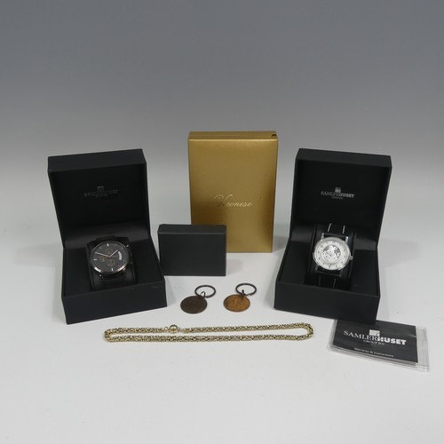 469 - A cased Samlerhuset stainless steel quartz Wristwatch, the dial set in the centre with a silver sove... 