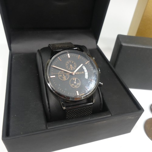469 - A cased Samlerhuset stainless steel quartz Wristwatch, the dial set in the centre with a silver sove... 