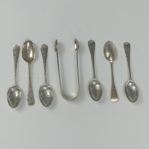19 - A set of six Victorian silver Teaspoons with Sugar Nips, by Goldsmiths & Silversmiths Co., hallm... 