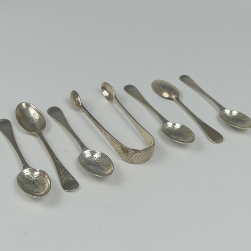 19 - A set of six Victorian silver Teaspoons with Sugar Nips, by Goldsmiths & Silversmiths Co., hallm... 