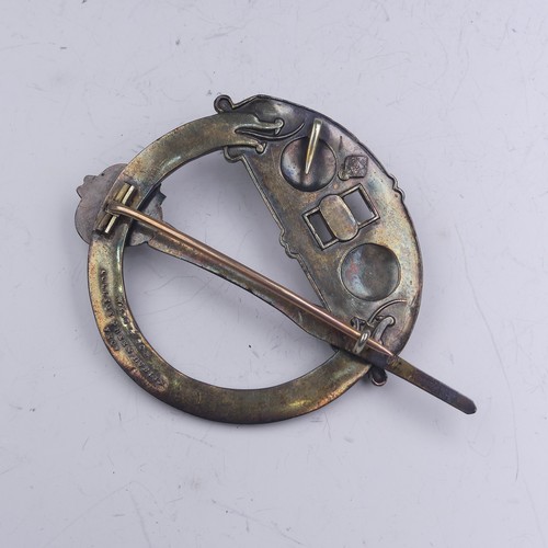 444 - A mid-19thC Irish Tara Brooch, of traditional form set three half pearls, the reverse marked for 'We... 