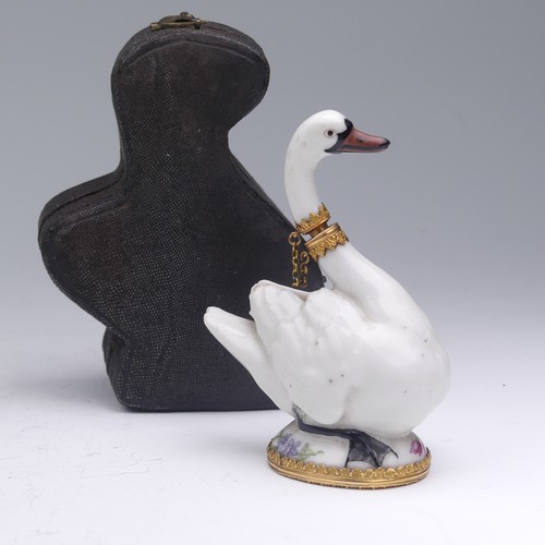 445 - A rare Chelsea or St James (Charles Gouyn) gold mounted porcelain Scent Bottle, c.1750's, in the for... 