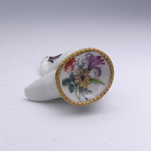 445 - A rare Chelsea or St James (Charles Gouyn) gold mounted porcelain Scent Bottle, c.1750's, in the for... 