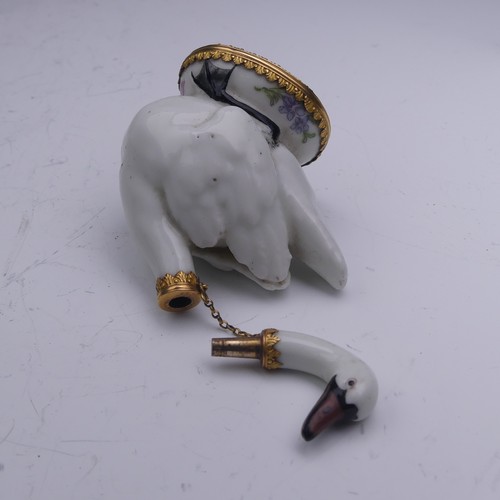 445 - A rare Chelsea or St James (Charles Gouyn) gold mounted porcelain Scent Bottle, c.1750's, in the for... 