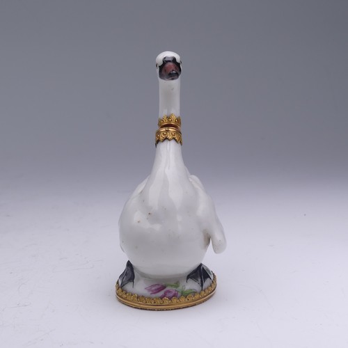 445 - A rare Chelsea or St James (Charles Gouyn) gold mounted porcelain Scent Bottle, c.1750's, in the for... 