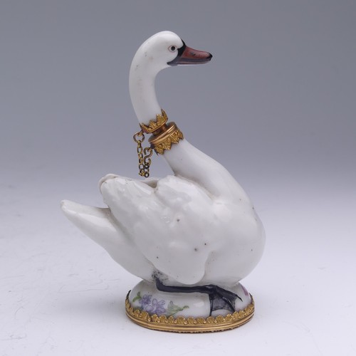 445 - A rare Chelsea or St James (Charles Gouyn) gold mounted porcelain Scent Bottle, c.1750's, in the for... 