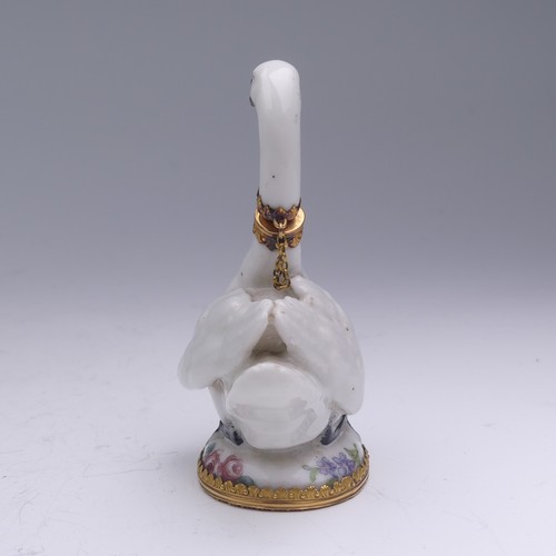 445 - A rare Chelsea or St James (Charles Gouyn) gold mounted porcelain Scent Bottle, c.1750's, in the for... 