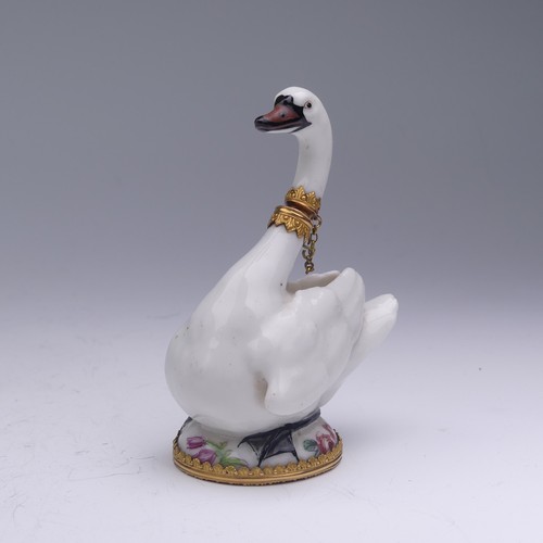 445 - A rare Chelsea or St James (Charles Gouyn) gold mounted porcelain Scent Bottle, c.1750's, in the for... 
