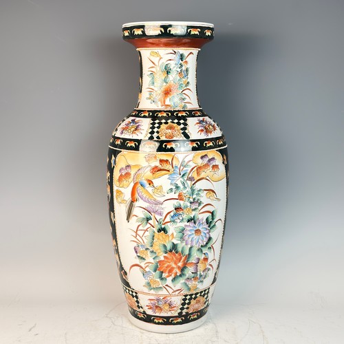 A large contemporary Japanese Imari style Vase, painted with floral sprays, bird motifs, and gilt, no marks to base, 62cm high.