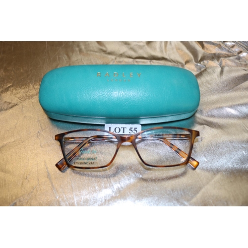 55 - PAIR OF RADLEY OF LONDON TORTOISE SHELL SPECTACLE FRAMES WITH ORIGINAL CASE