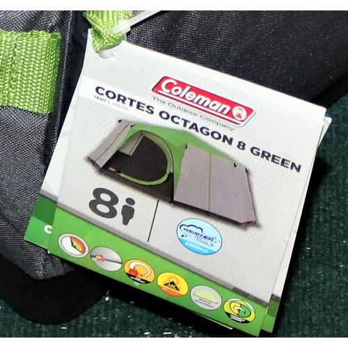 102 - COLEMAN OCTAGON 8 PERSON TENT - SLIGHT TEARS NEAR TO POLES