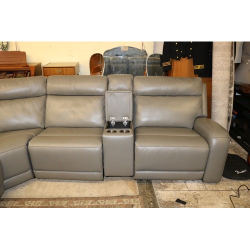 172 - PAISLEY GREY LEATHER ELECTRIC SECTIONAL RECLINER CORNER SUITE - AS NEW - MDL1356669