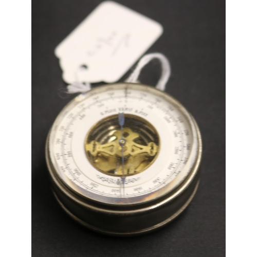 272 - CASED CHROME FRENCH HAND HELD POCKET BAROMETER IN ORIGINAL BOX