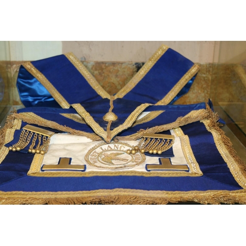 278 - MASONIC REGALIA AND BOOKS INC, APRONS/SASHES, A VICTORIAN LEATHER CARRY BAG BY GEORGE KENNING AND SO... 