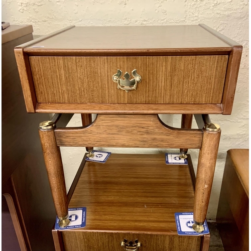 169 - PAIR OF G-PLAN E GOMME TEAK AND BRASS BEDSIDE CABINETS FROM THE TOLA AND BLACK RANGE