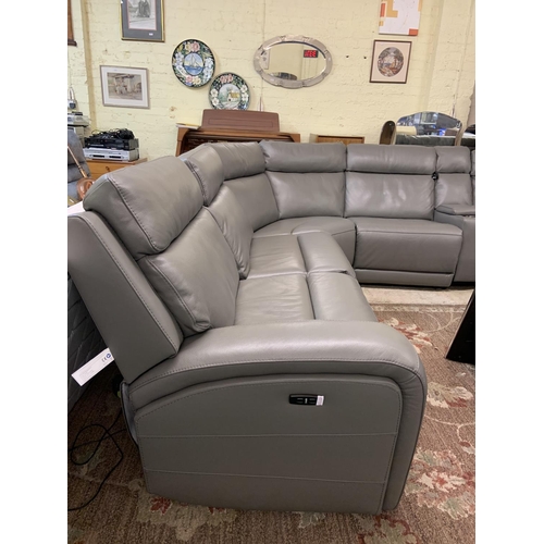 172 - PAISLEY GREY LEATHER ELECTRIC SECTIONAL RECLINER CORNER SUITE - AS NEW - MDL1356669