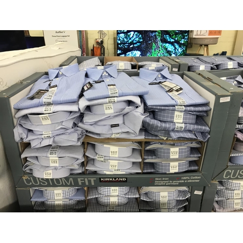 201 - BOX OF KIRKLAND CUSTOM FIT SPREAD COLLAR LONG SLEEVE SHIRTS IN VARIOUS CHECKS - MIXED SIZES - APPROX... 