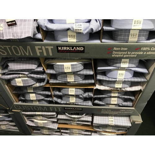 205 - BOX OF KIRKLAND CUSTOM FIT SPREAD COLLAR LONG SLEEVE SHIRTS IN VARIOUS CHECKS - MIXED SIZES - APPROX... 