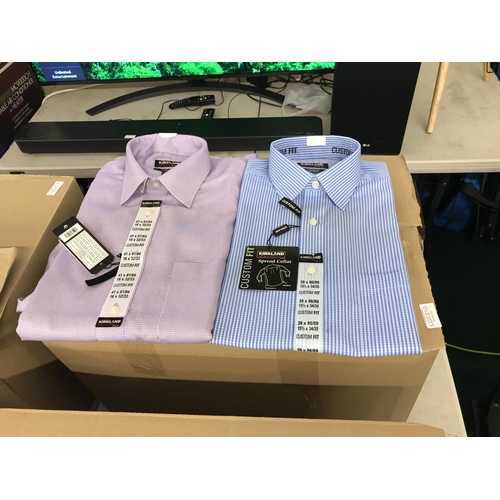 210 - BOX OF KIRKLAND CUSTOM FIT SPREAD COLLAR LONG SLEEVE SHIRTS IN VARIOUS CHECKS - MIXED SIZES - APPROX... 