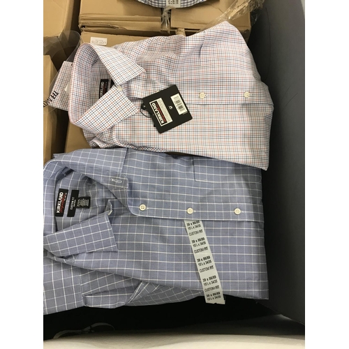 215 - BOX OF KIRKLAND CUSTOM FIT SPREAD COLLAR LONG SLEEVE SHIRTS IN VARIOUS CHECKS - MIXED SIZES - APPROX... 