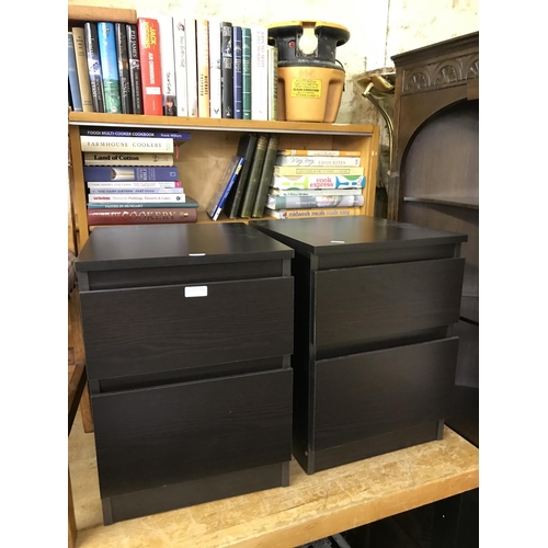 239 - PAIR OF BLACK ASH BEDSIDE CABINETS