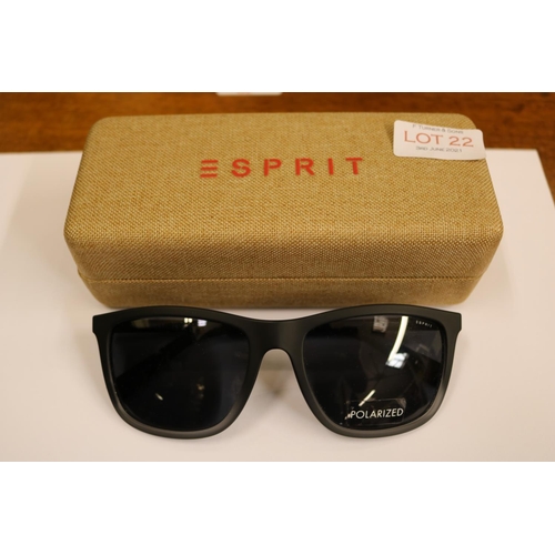 22 - ESPRIT MATT BLACK SUNGLASSES WITH CASE - 390930