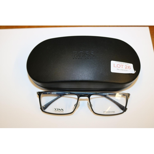 26 - GENTS HUGO BOSS SPECTACLE FRAMES WITH ORIGINAL CASE