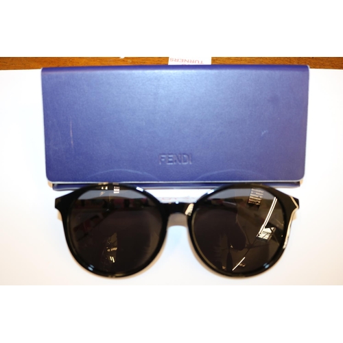 31 - LADIES FENDI DECORATIVE ARM SUNGLASSES WITH ORIGINAL CASE - BLUE CASE