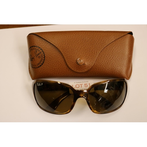 51 - LADIES RAYBAN WRAPAROUND SUNGLASSES WITH ORIGINAL CASE