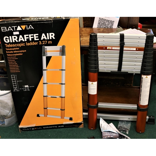 135 - BOXED BATTAVIA GIRAFFE AIR TELESCOPIC LADDERS, 3.27M WITH SAFETY BAR