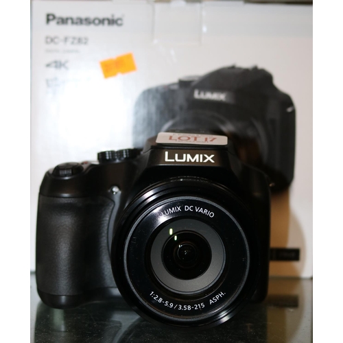 17 - BOXED LUMIX DC-FZ82 4K DIGITAL CAMERA