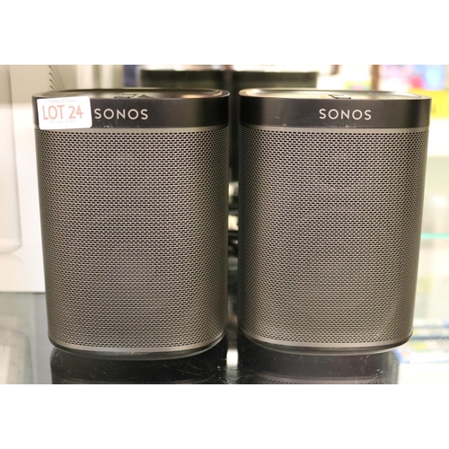 24 - PAIR OF SONOS PLAY:1 SMART SPEAKERS