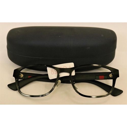 28 - PAIR OF GUCCI SPECTACLE FRAMES (GREEN/RED LOGO TO ARMS)