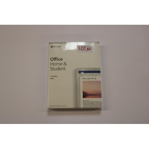 60 - MICROSOFT HOME & STUDENT 1 PC/MAC 2019 - SEALED AS NEW