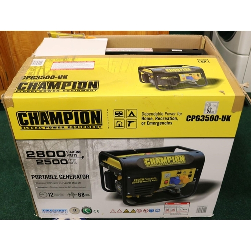 200 - BOXED CHAMPION CPG3500 UK PETROL GENERATOR