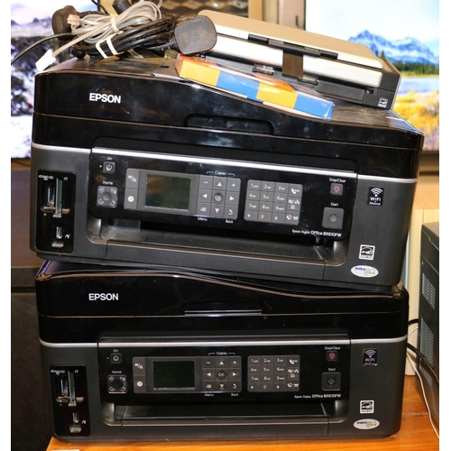 202 - 2 X EPSON 4 IN 1 PHOTO PRINTERS WITH A SCAN AND SNAP SCANNER, VARIOUS CABLING ETC.