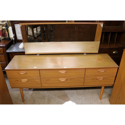 257 - SCHREIBER SIX DRAWER LONGJOHN MIRRORED DRESSING TABLE