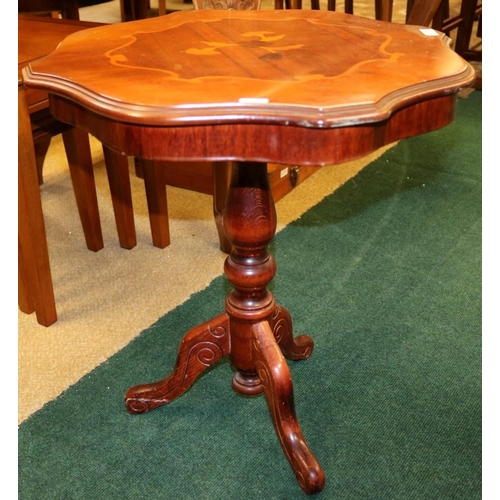 276 - ITALIAN INLAID SHAPED TRIPOD OCCASIONAL TABLE