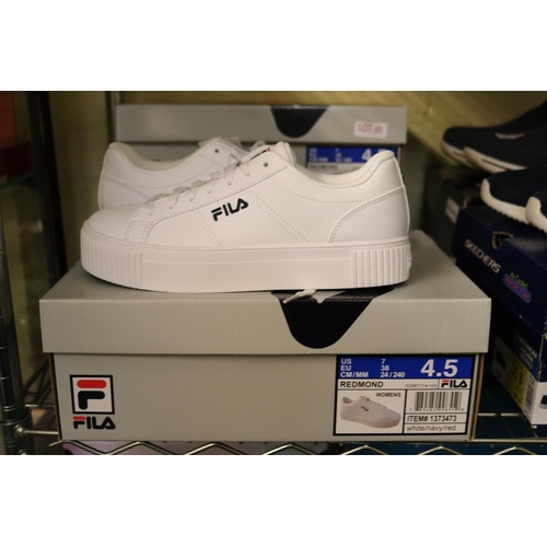 113 - BOXED FILA REDMOND LADIES WHITE TRAINERS - UK4.5