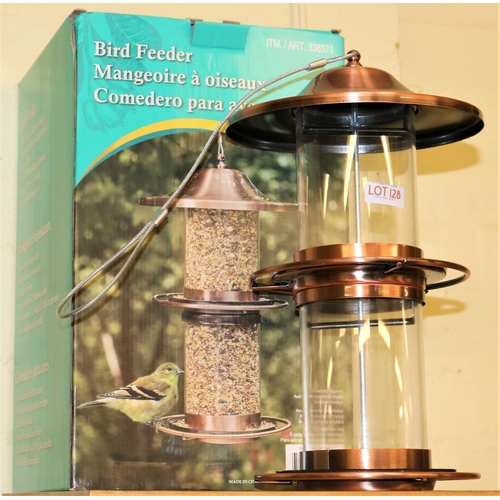 128 - BOXED COPPER TWO TIER BIRD FEEDER