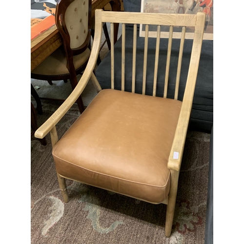 357 - LIGHT OAK BAR BACK EASY CHAIR - DGD LEG