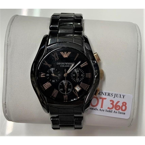 368 - A GENTS ARMANI AR1410 CHRONOGRAPH CERAMICA WATCH