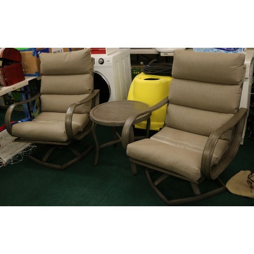 188 - PACIFIC CASUAL - OUTDOOR 3 PIECE CUSHION CAFE SET - 2 X SWIVEL/RECLINING EASY CHAIRS AND AND COFFEE ... 