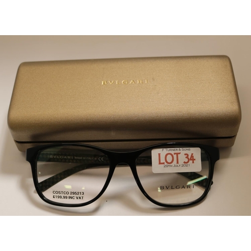 34 - PAIR OF BVLGARI GENTS SPECTACLE FRAMES WITH ORIGINAL CASE